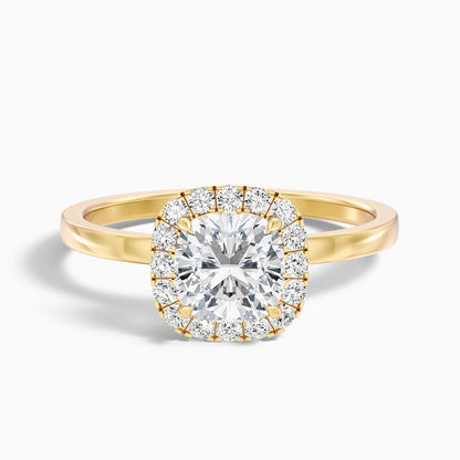 Claire 1.5 Carat Cushion Cut Halo Moissanite Engagement Ring in 10k White Gold
