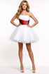 CLEARANCE - Cinderella Divine 077 Short Strapless White Dress Red Rhinestone Waist Tulle (Size 4) by DiscountDressShop