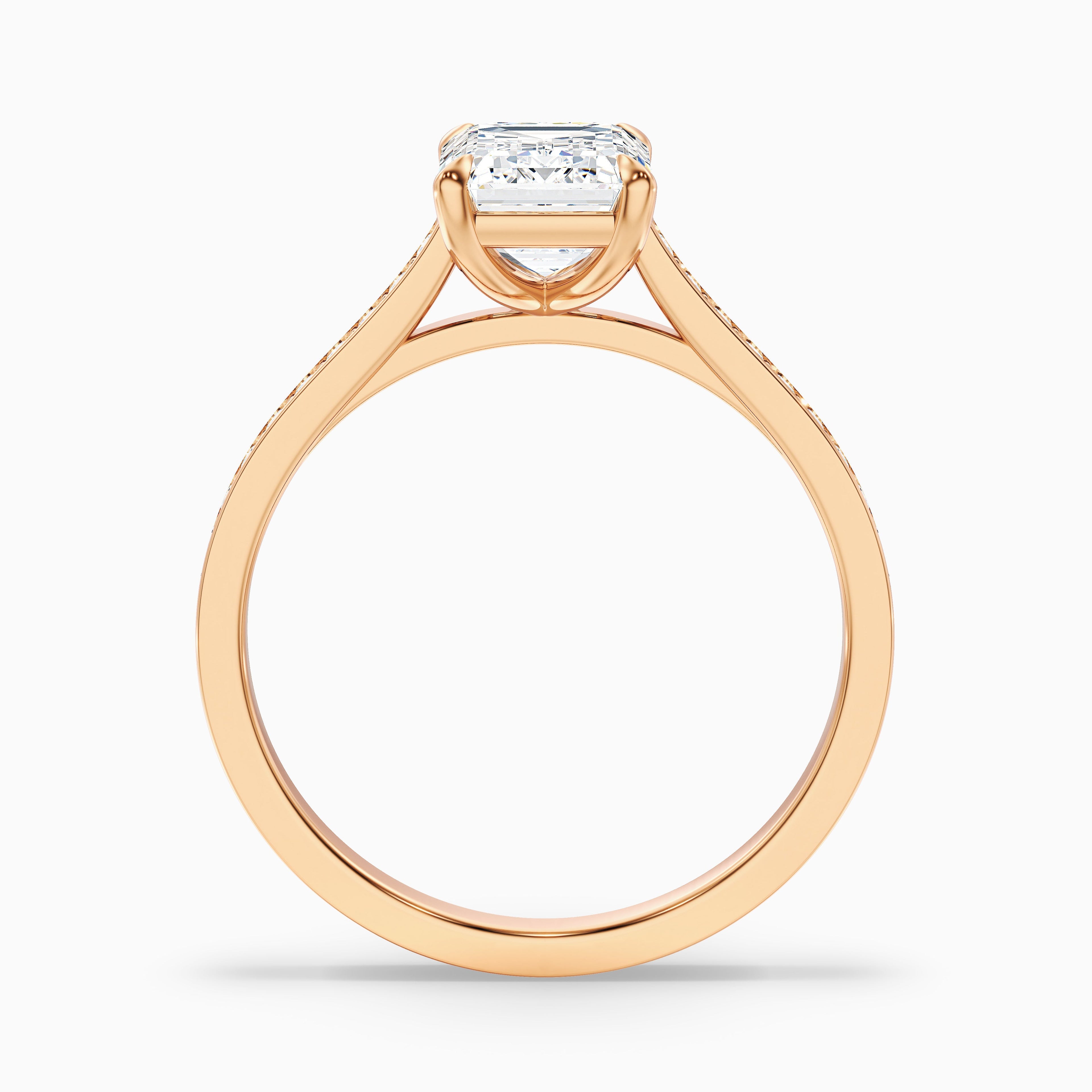 Eliza 1.5 Carat Emerald Cut Side Stone Pave Lab Grown Diamond Ring in 14k Yellow Gold