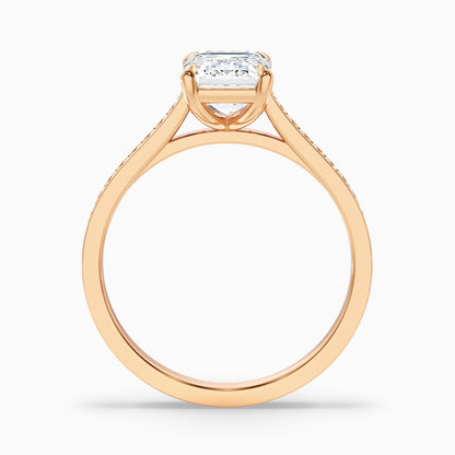 Chase 1 Carat Emerald Cut Side Stone Pave Moissanite Engagement Ring in Platinum