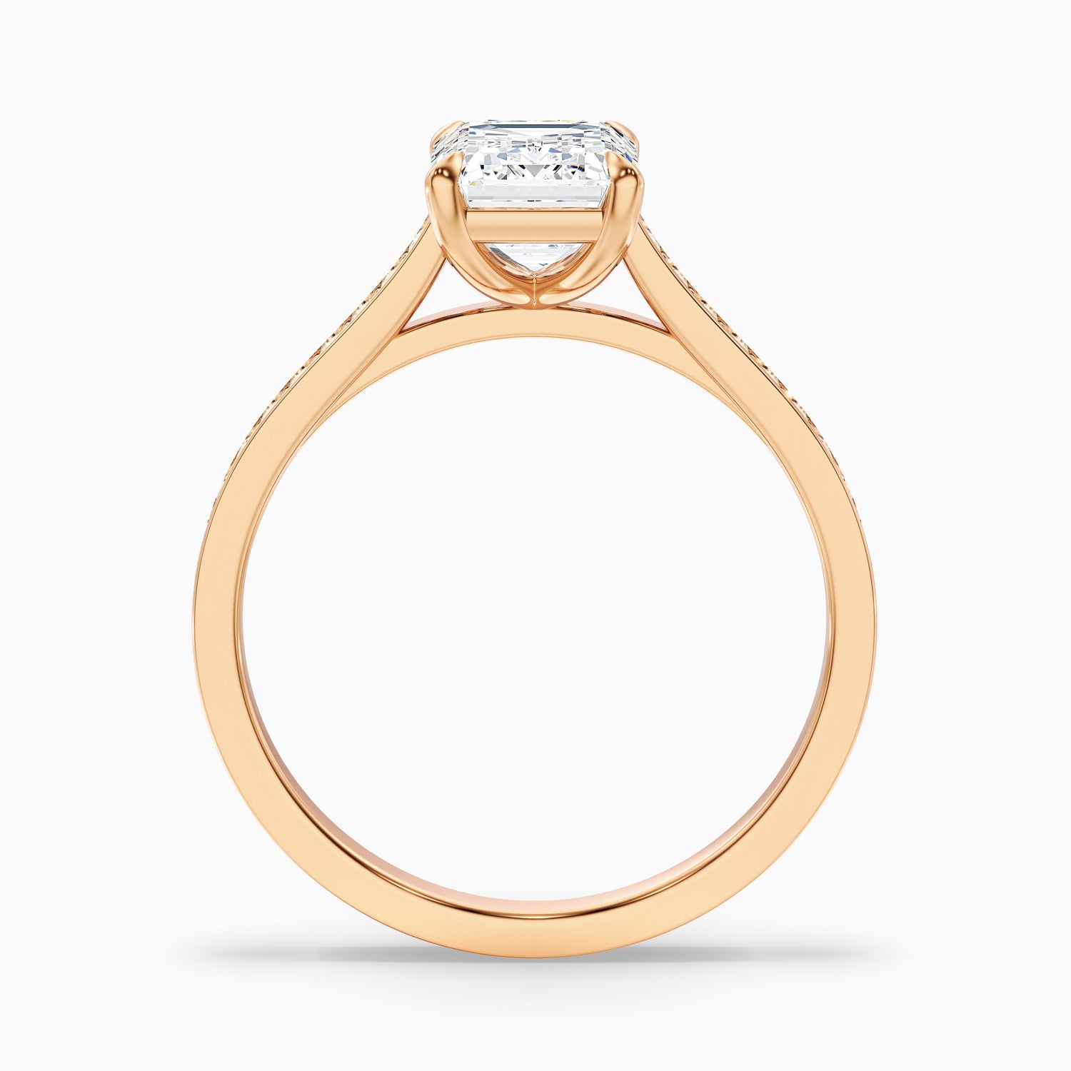 Eliza 4 Carat Emerald Cut Side Stone Pave Lab Grown Diamond Ring in 925 Sterling Silver