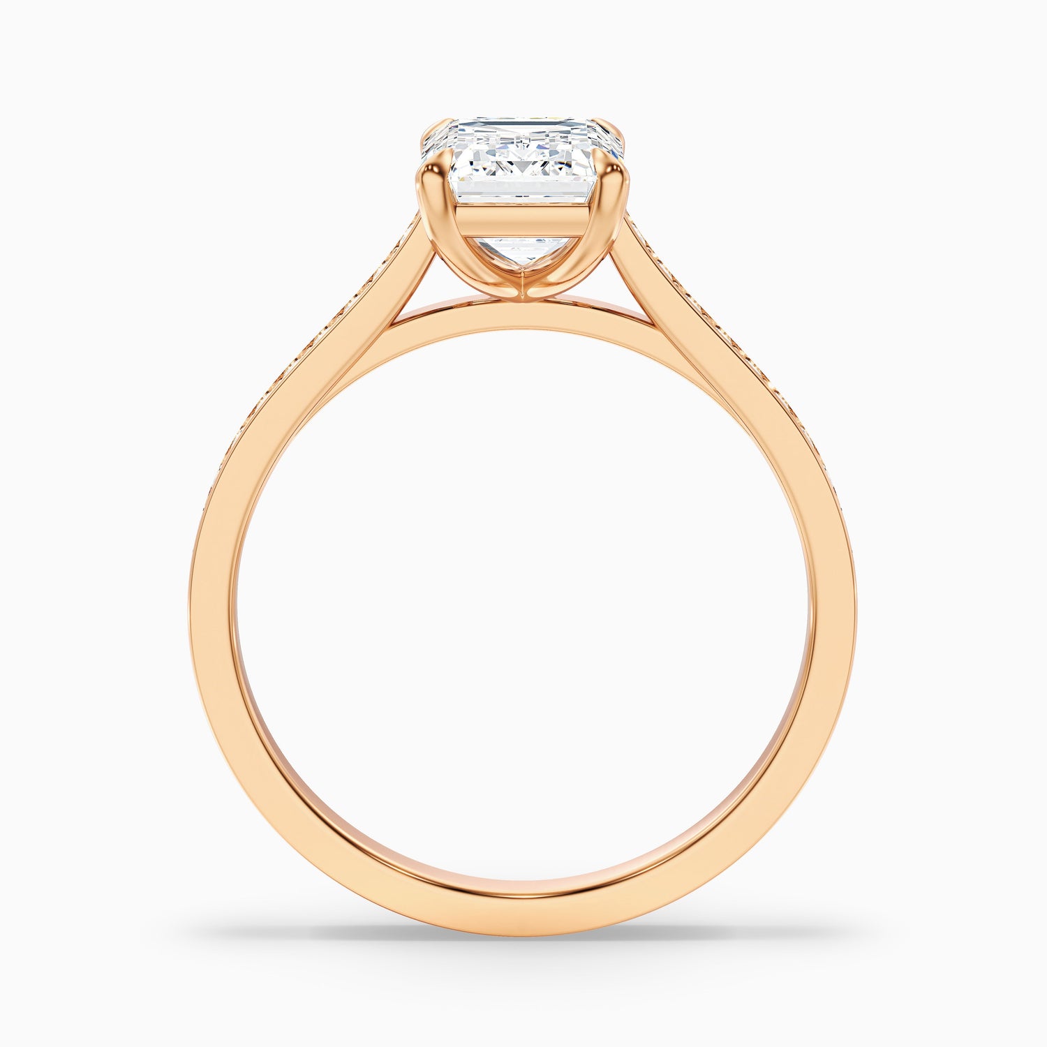 Chase 5.5 Carat Emerald Cut Side Stone Pave Moissanite Engagement Ring in 10k White Gold