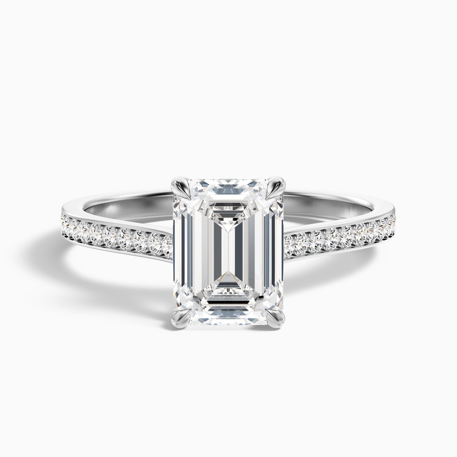 Eliza 4 Carat Emerald Cut Side Stone Pave Lab Grown Diamond Ring in 14k Rose Gold