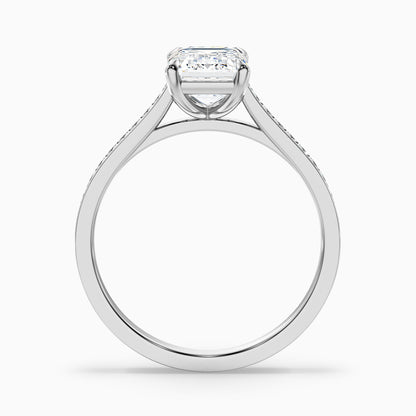 Chase 1.5 Carat Emerald Cut Side Stone Pave Moissanite Engagement Ring in Platinum