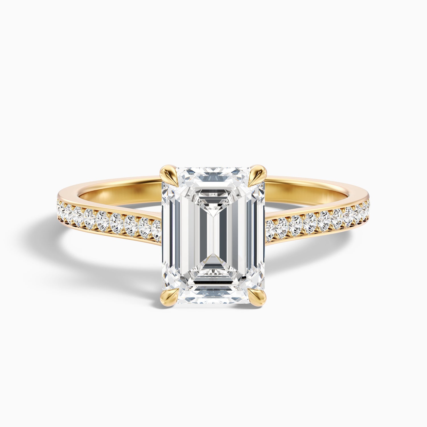 Chase 2.5 Carat Emerald Cut Side Stone Pave Moissanite Engagement Ring in 14k White Gold