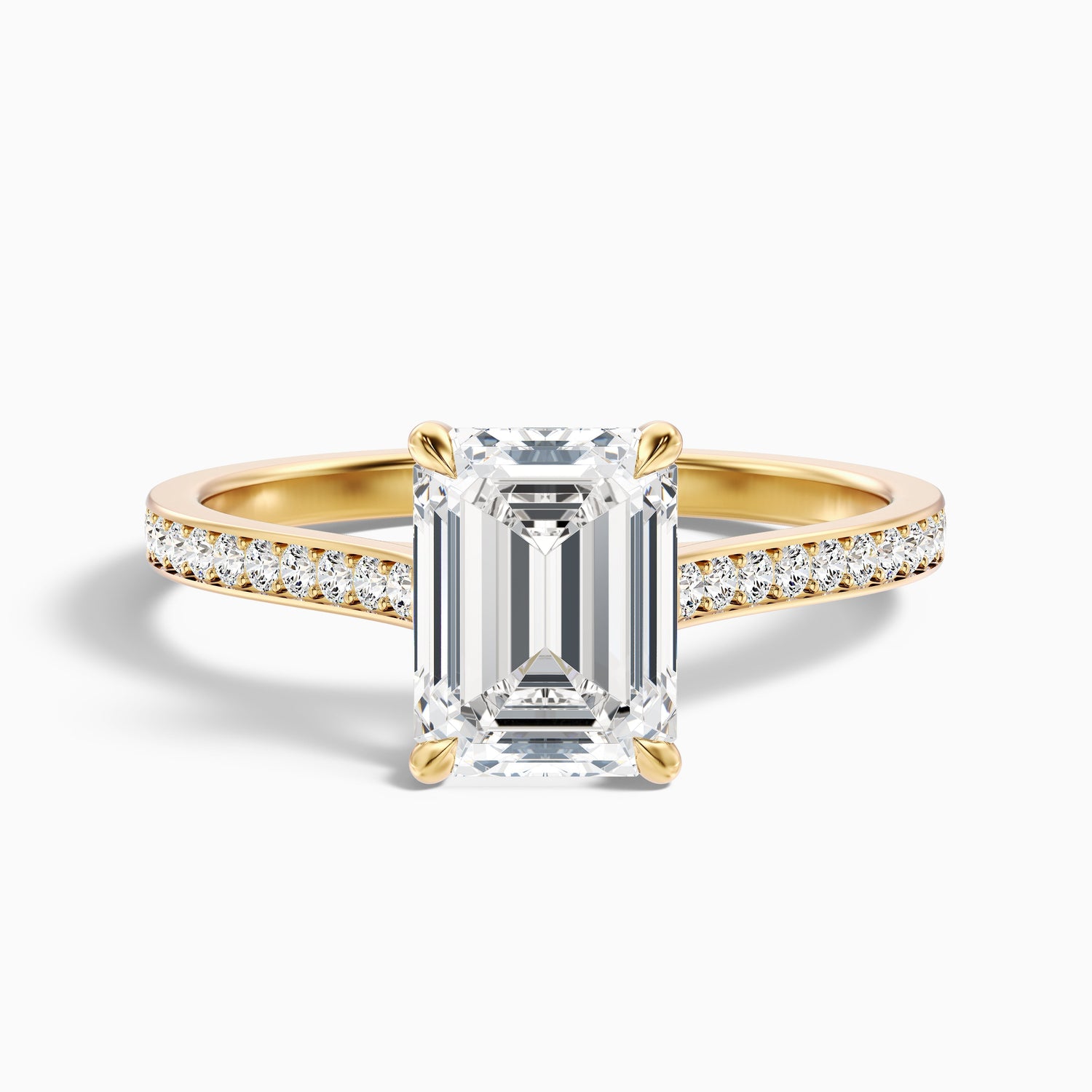 Chase 3 Carat Emerald Cut Side Stone Pave Moissanite Engagement Ring in 925 Sterling Silver