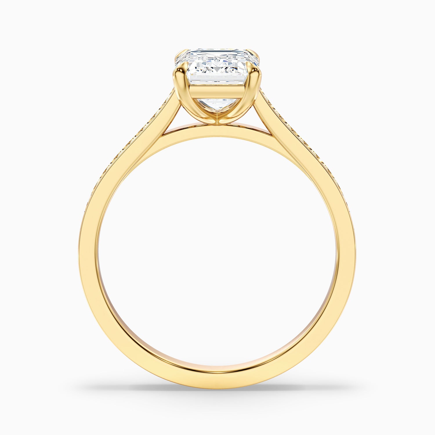 Eliza 4.5 Carat Emerald Cut Side Stone Pave Lab Grown Diamond Ring in 14k Yellow Gold