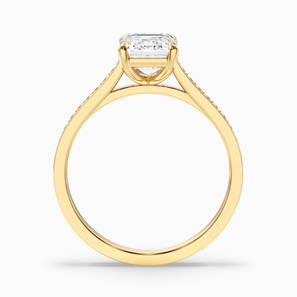 Eliza 2 Carat Emerald Cut Side Stone Pave Lab Grown Diamond Ring in 18k Yellow Gold