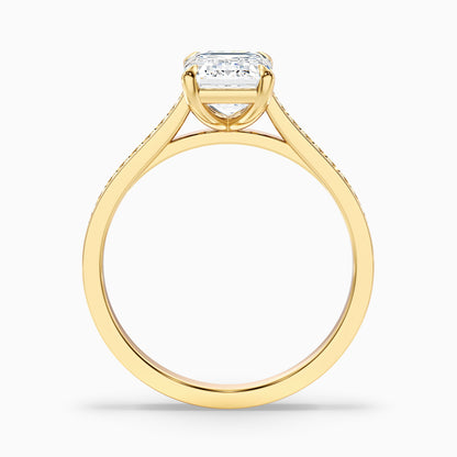 Eliza 1 Carat Emerald Cut Side Stone Pave Lab Grown Diamond Ring in 14k Yellow Gold