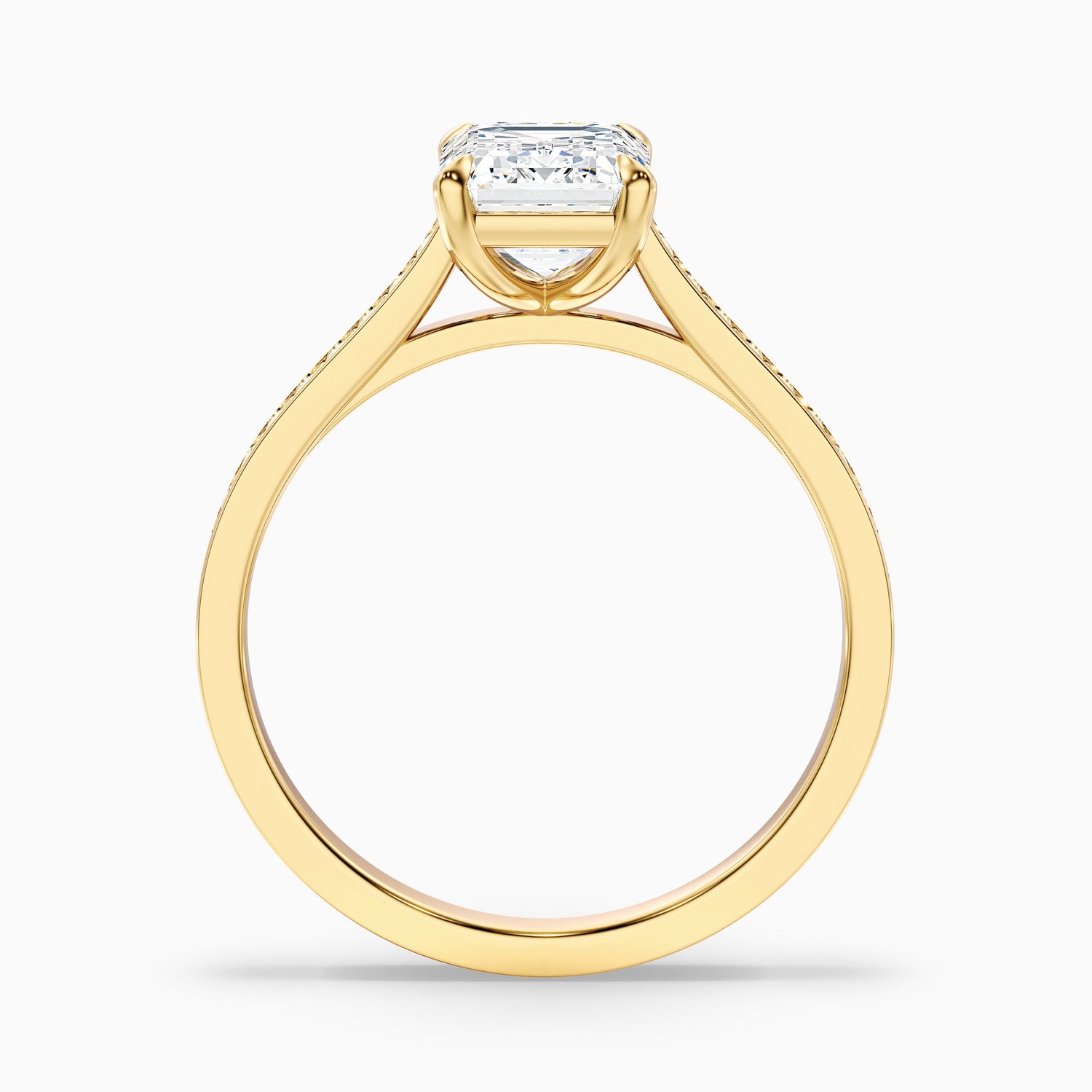 Eliza 2.5 Carat Emerald Cut Side Stone Pave Lab Grown Diamond Ring in 10k Rose Gold