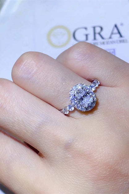 Adored 1 Carat Oval-Cut Sparkala™ Platinum Over Pure Sterling Silver Halo Ring by Sparkala