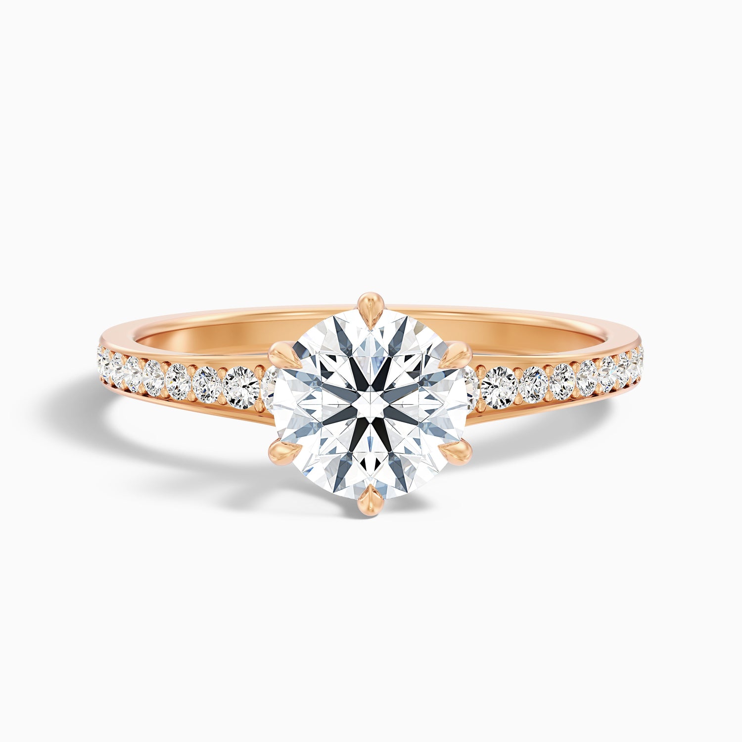 Kyra 3.5 Carat Round Side Stone Pave Lab Grown Diamond Ring in 14k Yellow Gold
