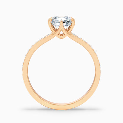 Kyra 5 Carat Round Side Stone Pave Lab Grown Diamond Ring in 18k White Gold