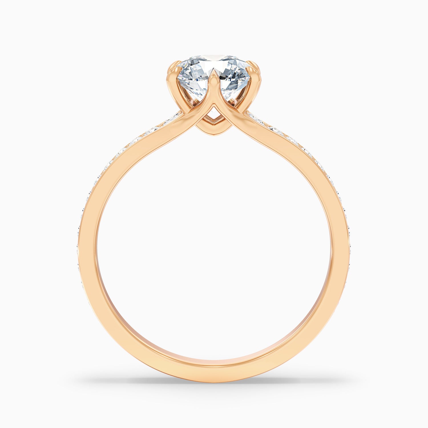 Kyra 4.5 Carat Round Side Stone Pave Lab Grown Diamond Ring in 10k Yellow Gold