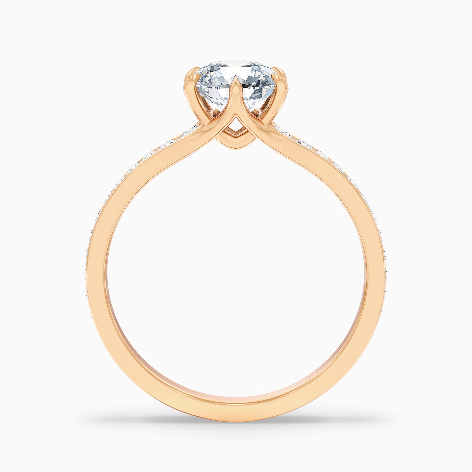 Kyra 5 Carat Round Side Stone Pave Lab Grown Diamond Ring in Platinum