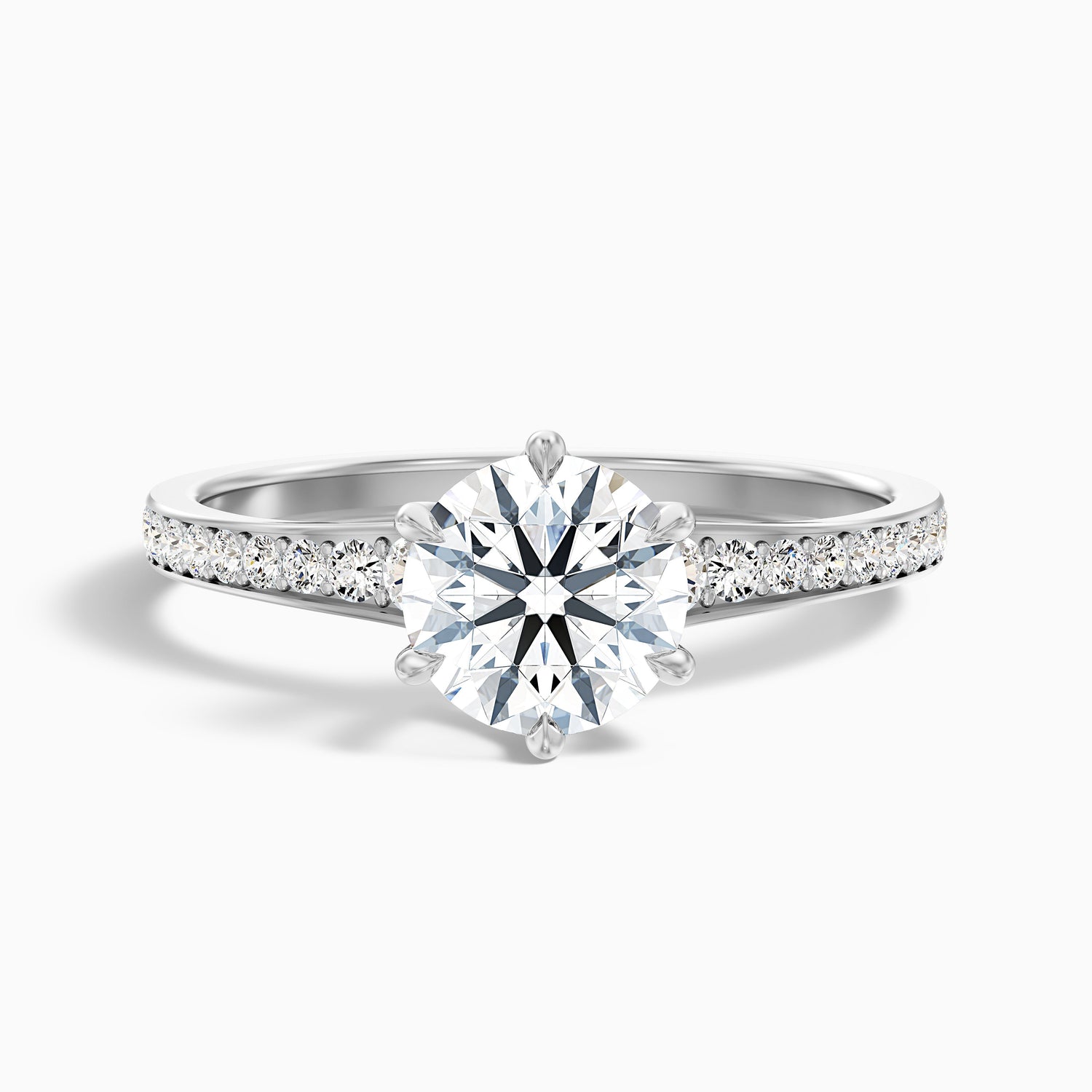 Carol 1.5 Carat Round Side Stone Pave Moissanite Engagement Ring in 10k Yellow Gold