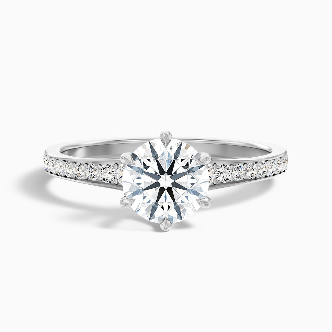 Carol 4 Carat Round Side Stone Pave Moissanite Engagement Ring in 925 Sterling Silver  DestGlow