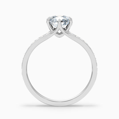 Carol 3 Carat Round Side Stone Pave Moissanite Engagement Ring in 10k White Gold