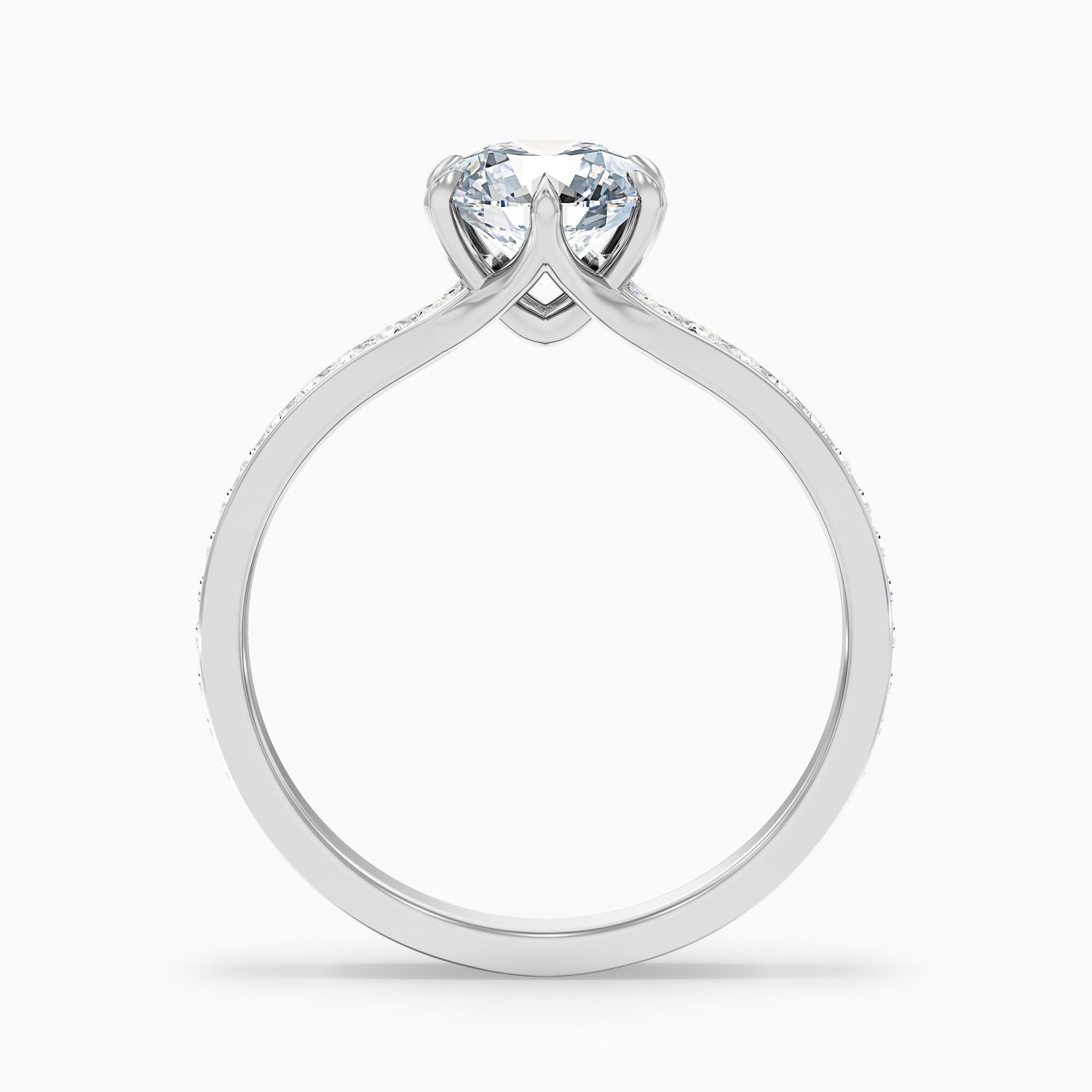 Kyra 5 Carat Round Side Stone Pave Lab Grown Diamond Ring in 18k Yellow Gold
