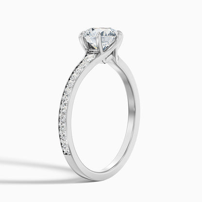 Kyra 2.5 Carat Round Side Stone Pave Lab Grown Diamond Ring in 18k Yellow Gold