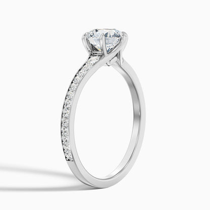 Carol 1 Carat Round Side Stone Pave Moissanite Engagement Ring in 10k White Gold