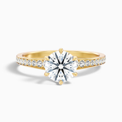 Carol 5.5 Carat Round Side Stone Pave Moissanite Engagement Ring in 18k Yellow Gold