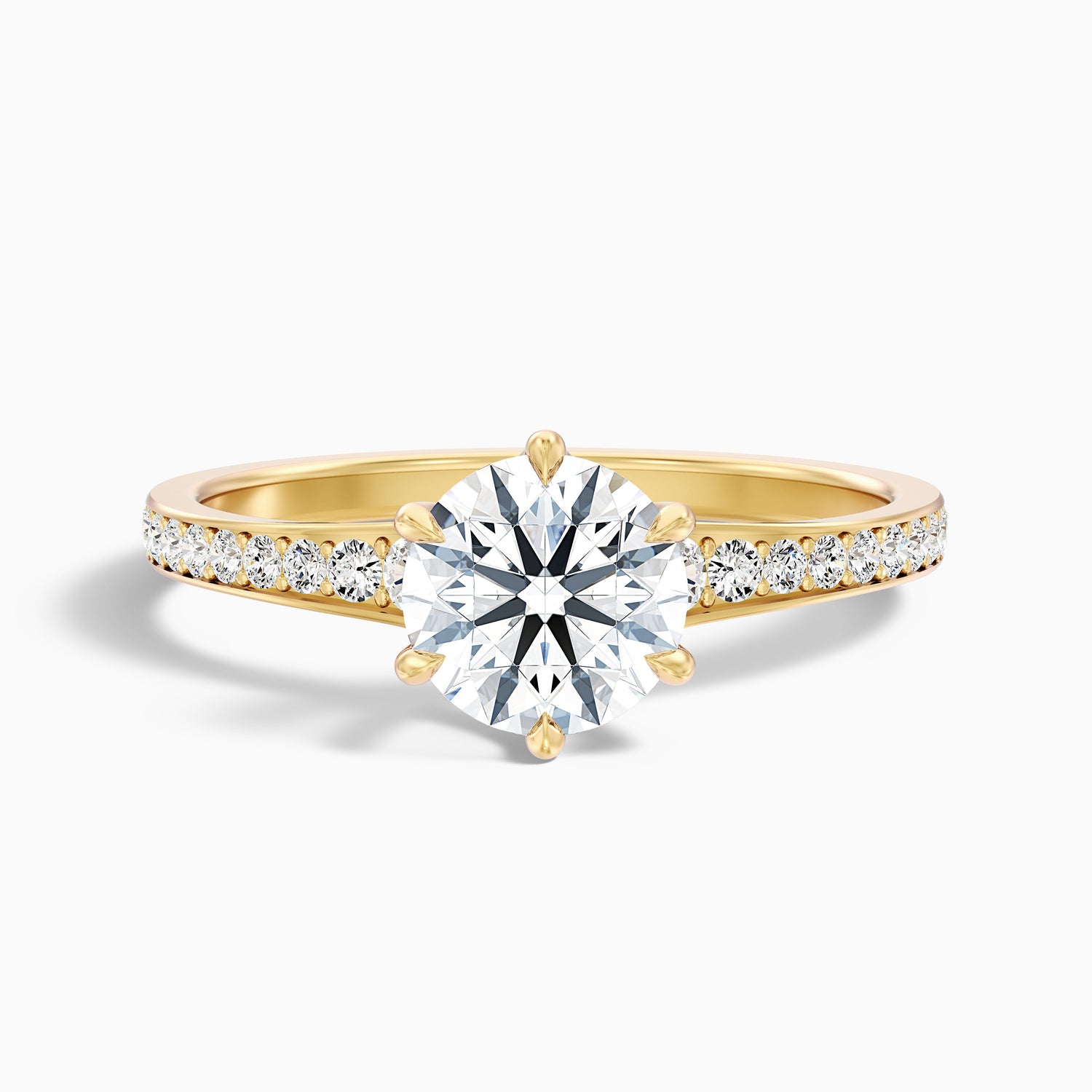 Kyra 1.5 Carat Round Side Stone Pave Lab Grown Diamond Ring in 18k Rose Gold