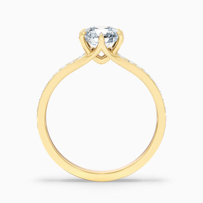 Kyra 4 Carat Round Side Stone Pave Lab Grown Diamond Ring in 10k Yellow Gold
