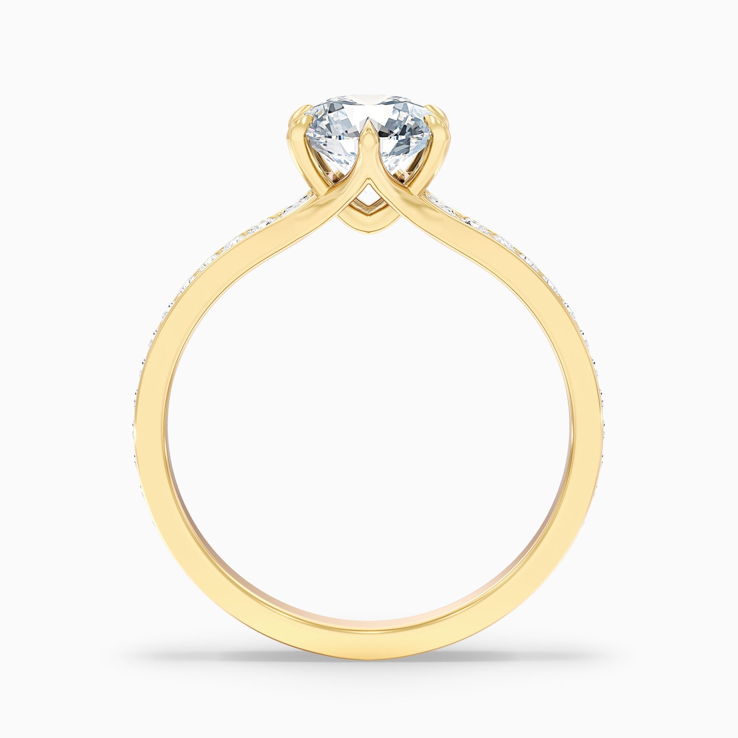 Kyra 2 Carat Round Side Stone Pave Lab Grown Diamond Ring in 14k White Gold