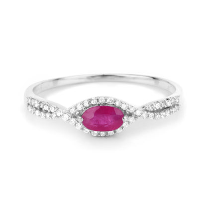 0.40 Carat Genuine Ruby and White Diamond 14K White Gold Ring by Bids.com