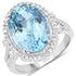8.15 Carat Genuine Blue Topaz and White Topaz .925 Sterling Silver Ring  DestGlow