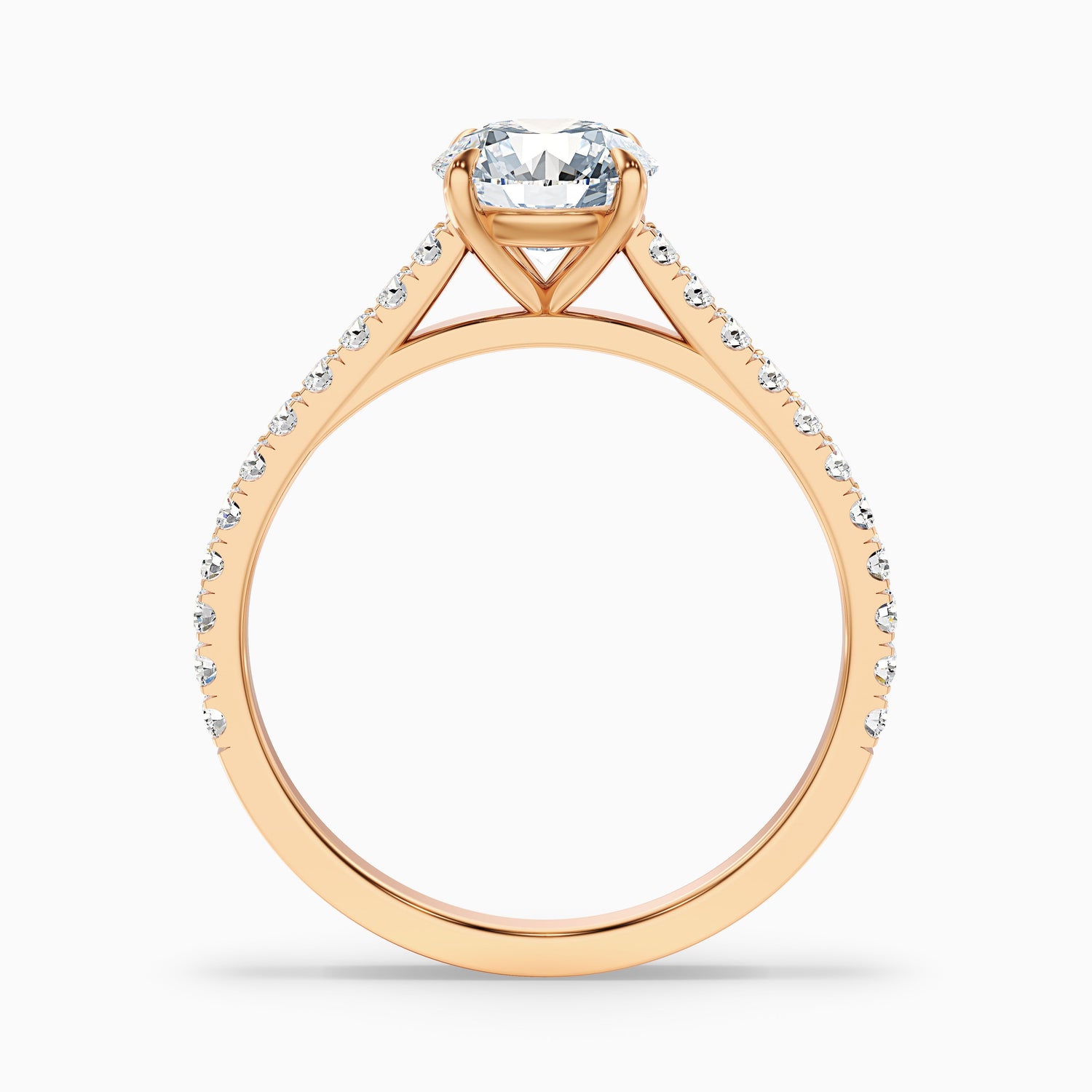 Carly 3 Carat Round Side Stone Pave Moissanite Engagement Ring in 18k Yellow Gold