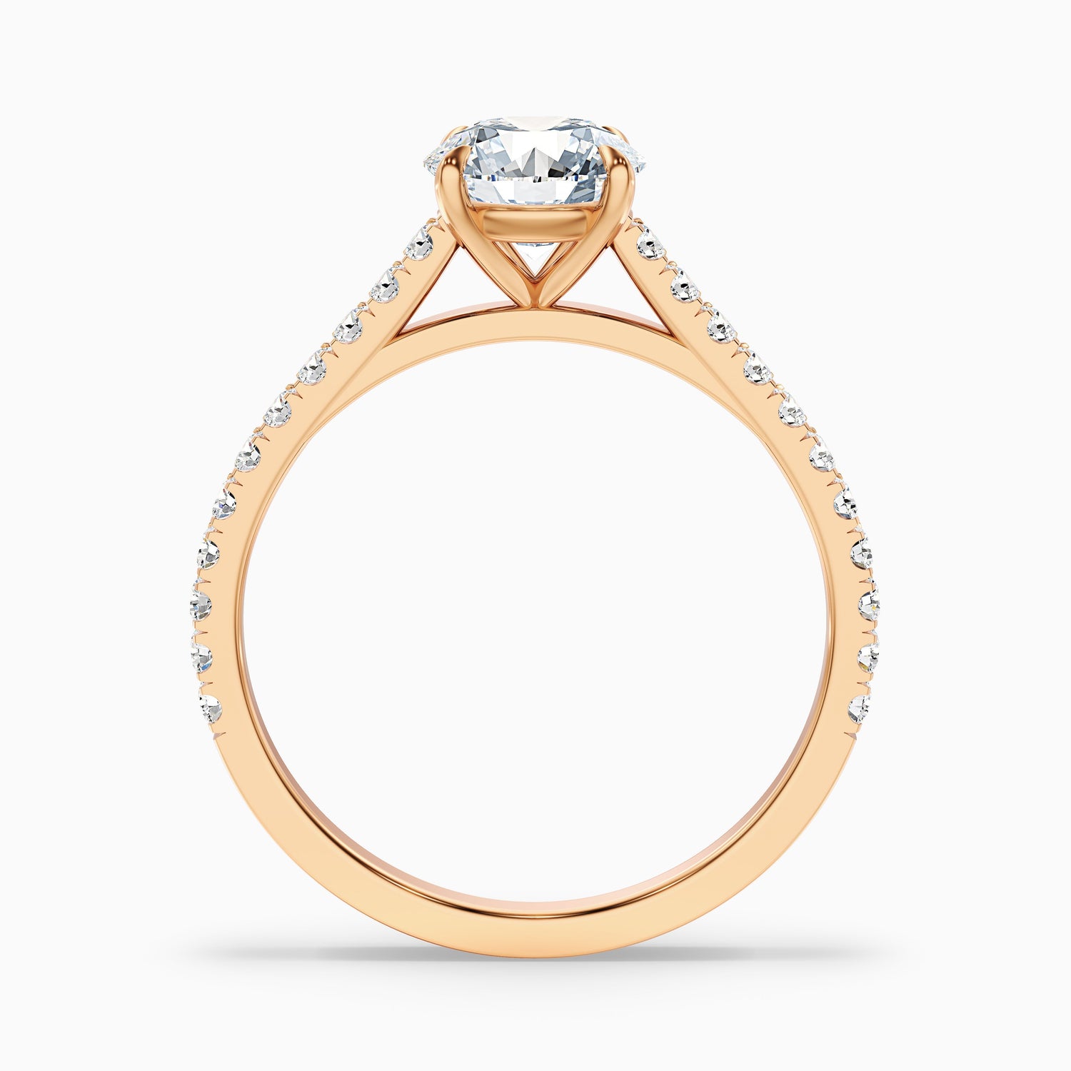 Hope 4.5 Carat Round Side Stone Pave Lab Grown Diamond Ring in 14k White Gold