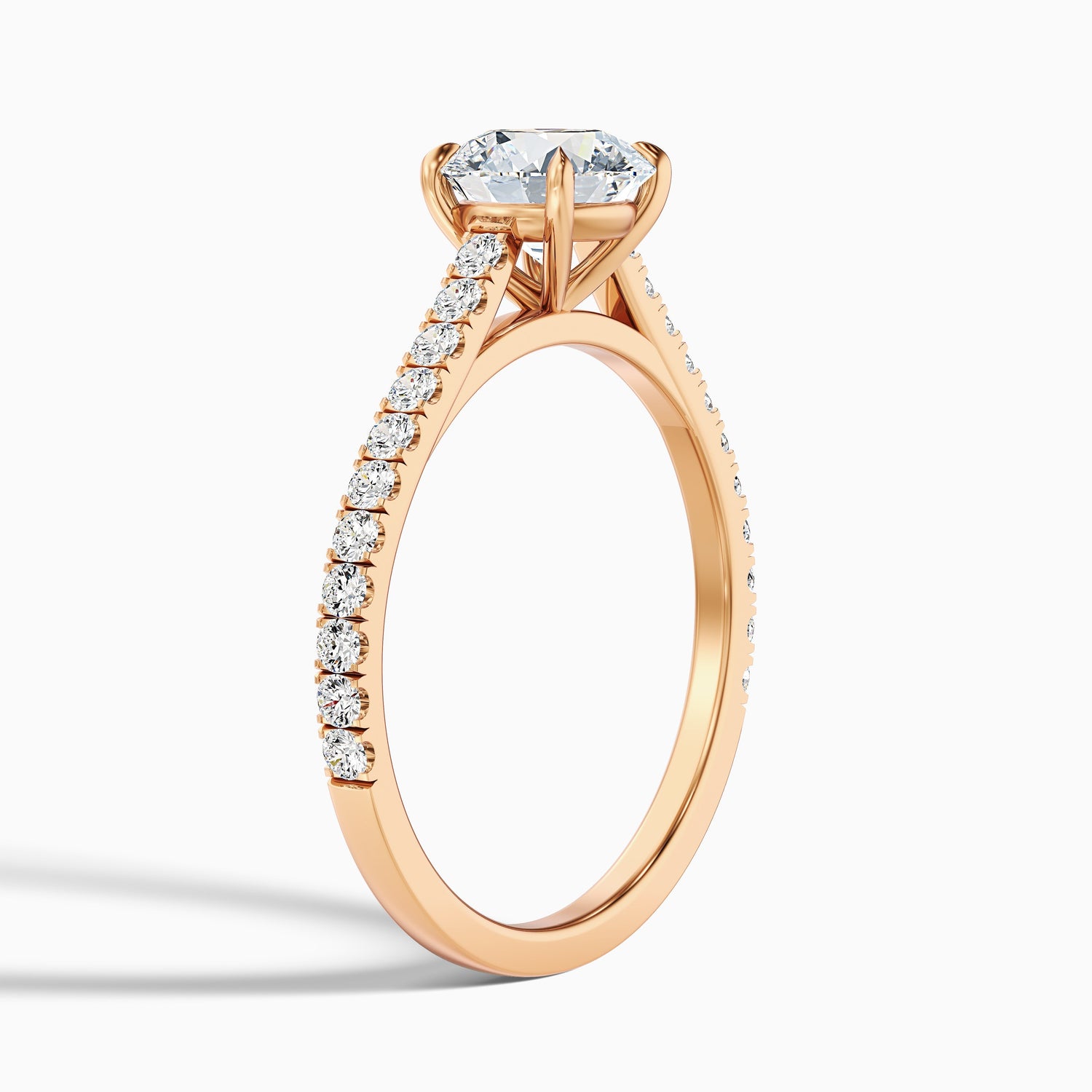 Hope 4.5 Carat Round Side Stone Pave Lab Grown Diamond Ring in 10k Yellow Gold