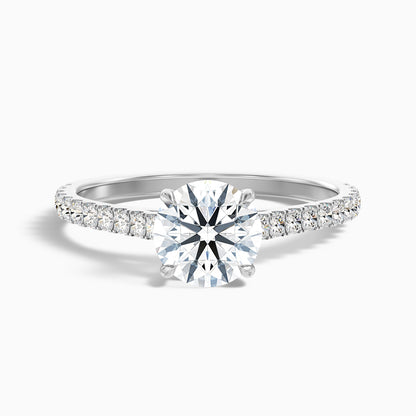 Carly 2.5 Carat Round Side Stone Pave Moissanite Engagement Ring in 14k White Gold