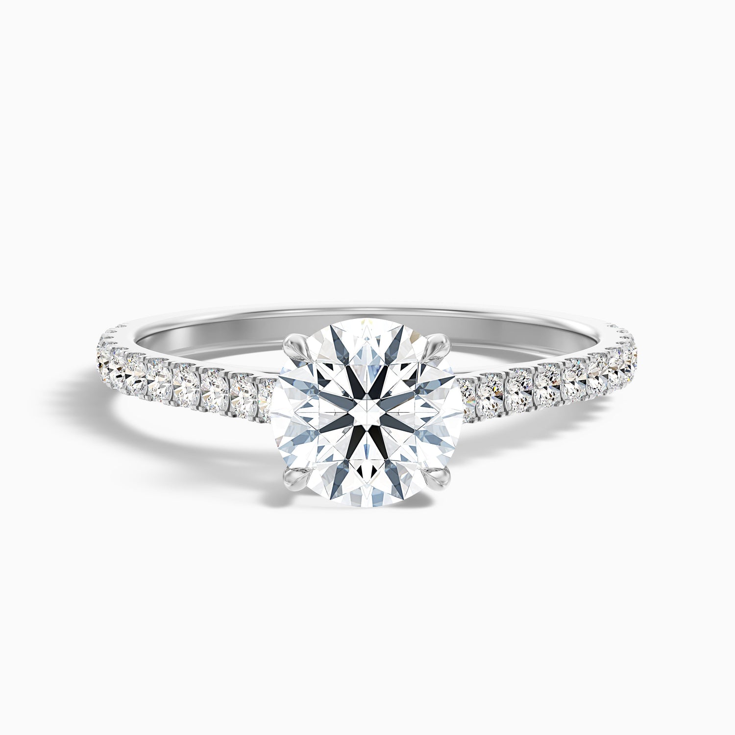 Hope 3.5 Carat Round Side Stone Pave Lab Grown Diamond Ring in 14k Yellow Gold
