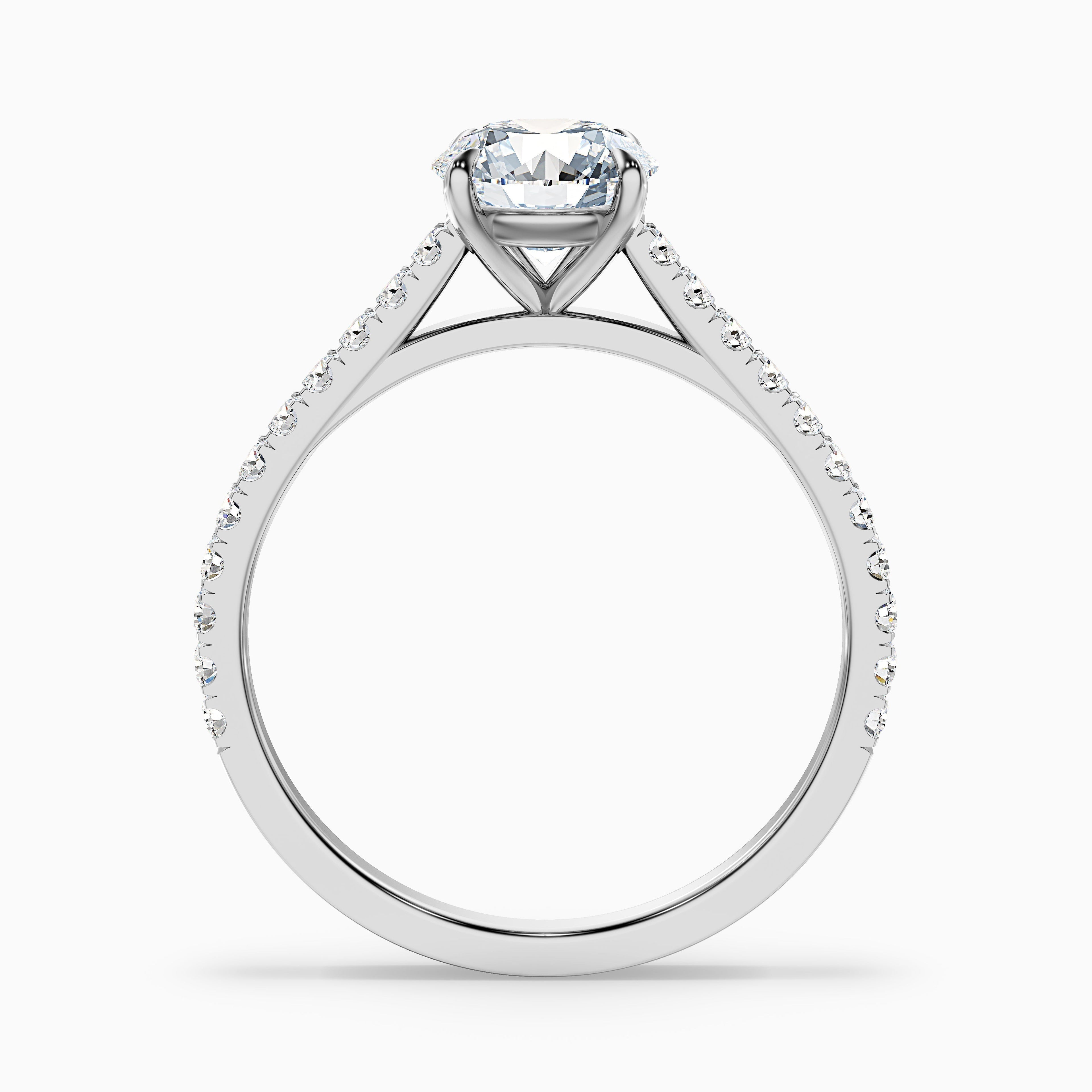Hope 4.5 Carat Round Side Stone Pave Lab Grown Diamond Ring in 10k Rose Gold