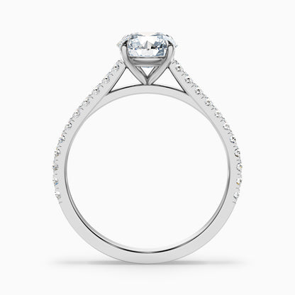 Carly 5.5 Carat Round Side Stone Pave Moissanite Engagement Ring in 10k Rose Gold