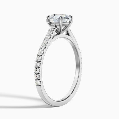 Hope 2 Carat Round Side Stone Pave Lab Grown Diamond Ring in 925 Sterling Silver