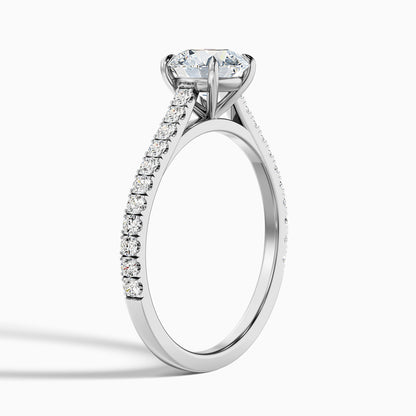 Hope 2 Carat Round Side Stone Pave Lab Grown Diamond Ring in 18k White Gold