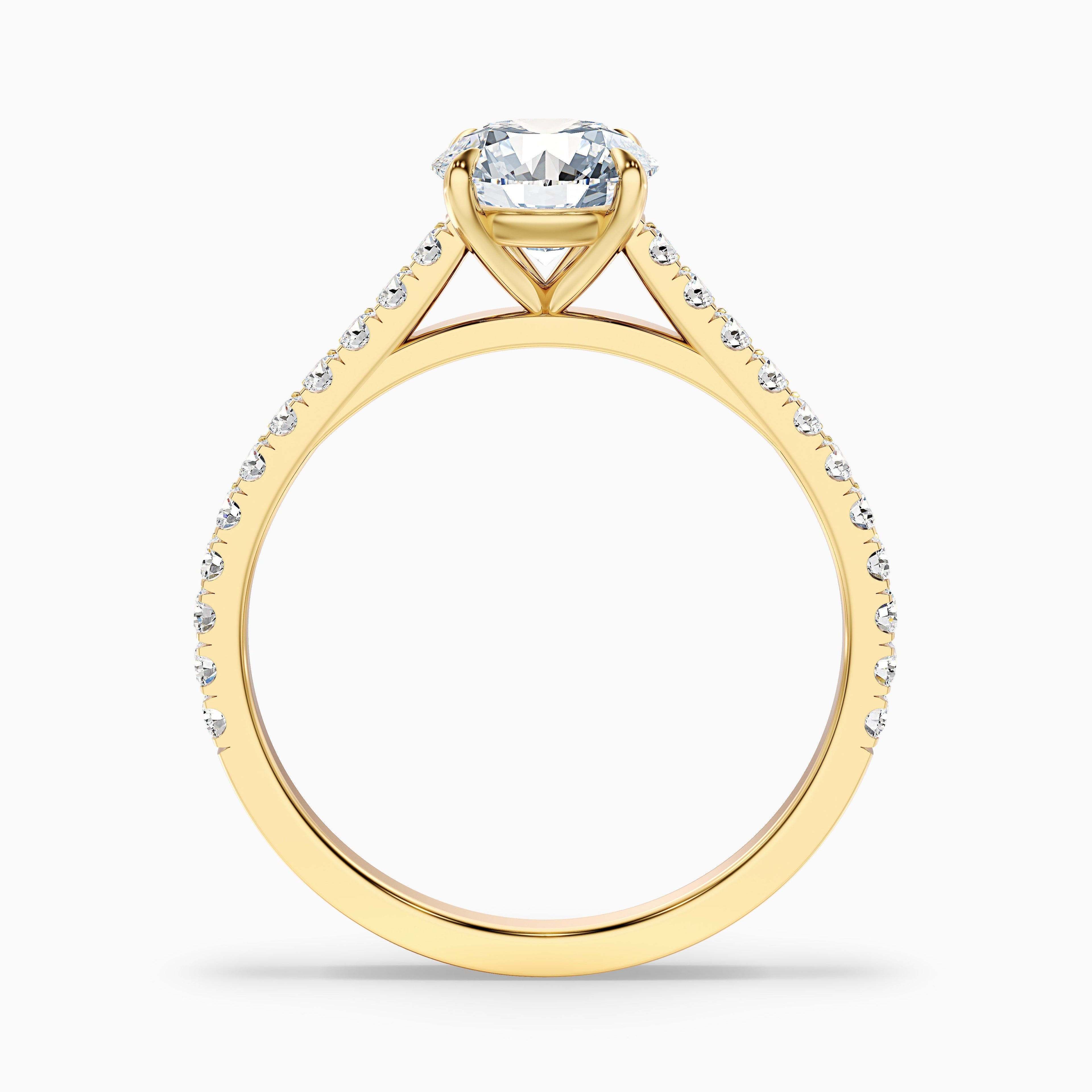 Carly 2.5 Carat Round Side Stone Pave Moissanite Engagement Ring in 14k Rose Gold
