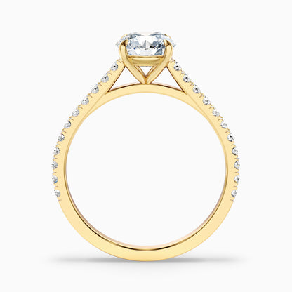Hope 2.5 Carat Round Side Stone Pave Lab Grown Diamond Ring in 10k Yellow Gold