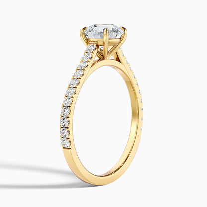 Hope 5 Carat Round Side Stone Pave Lab Grown Diamond Ring in 10k Rose Gold