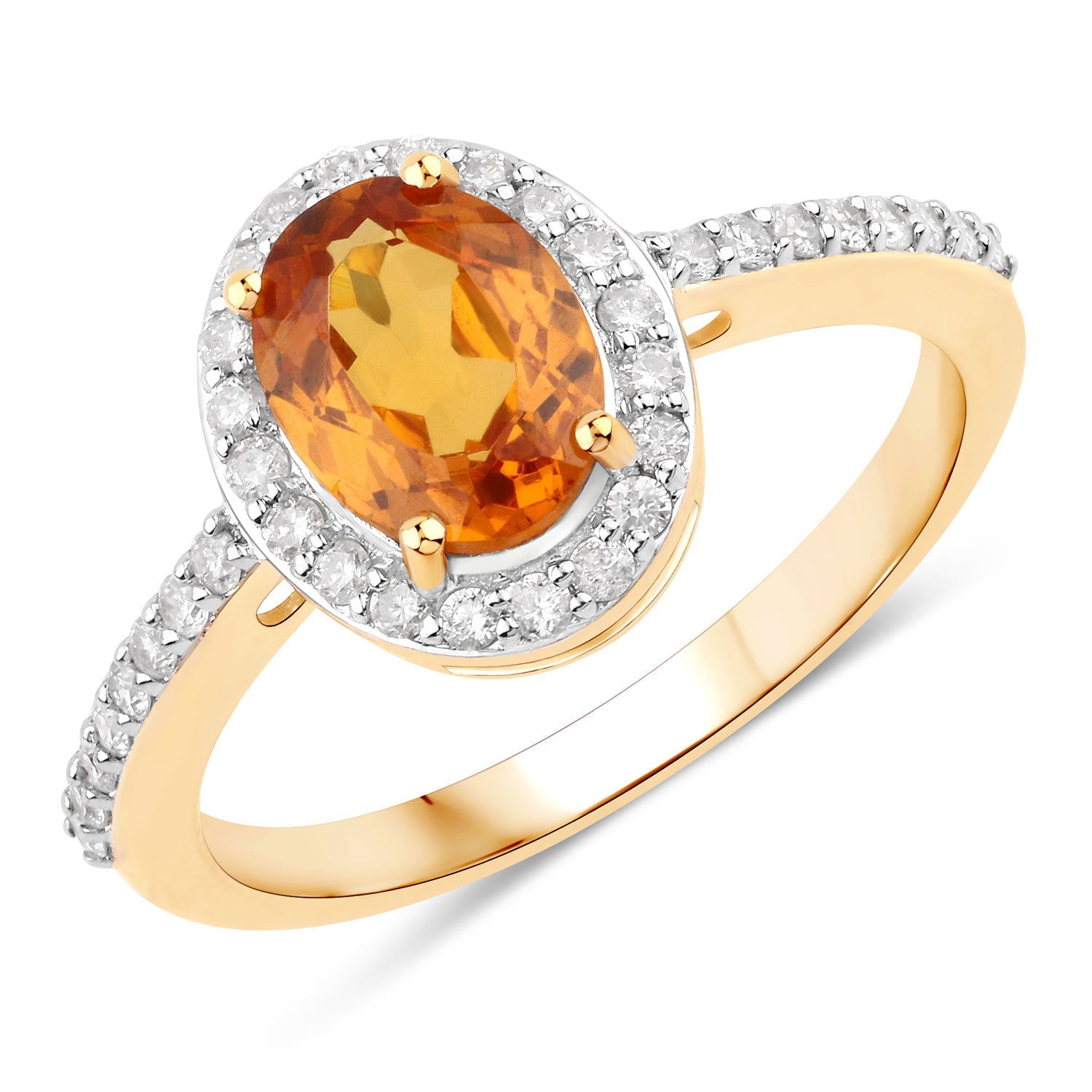 1.66 Carat Genuine Spessartite Garnet and White Diamond 14K Yellow Gold Ring by Bids.com