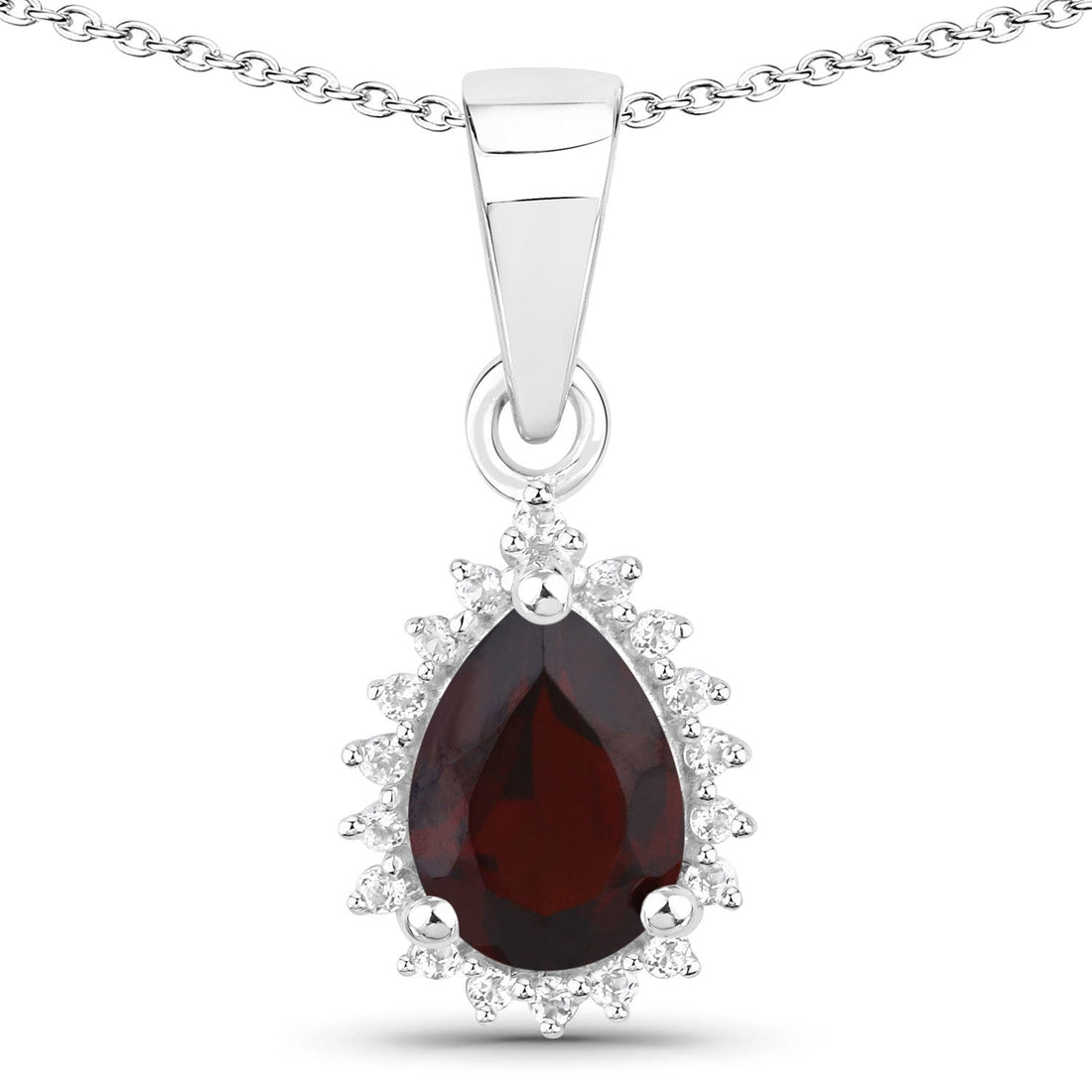 1.88 Carat Genuine Garnet and White Topaz .925 Sterling Silver Jewelry Set  DestGlow