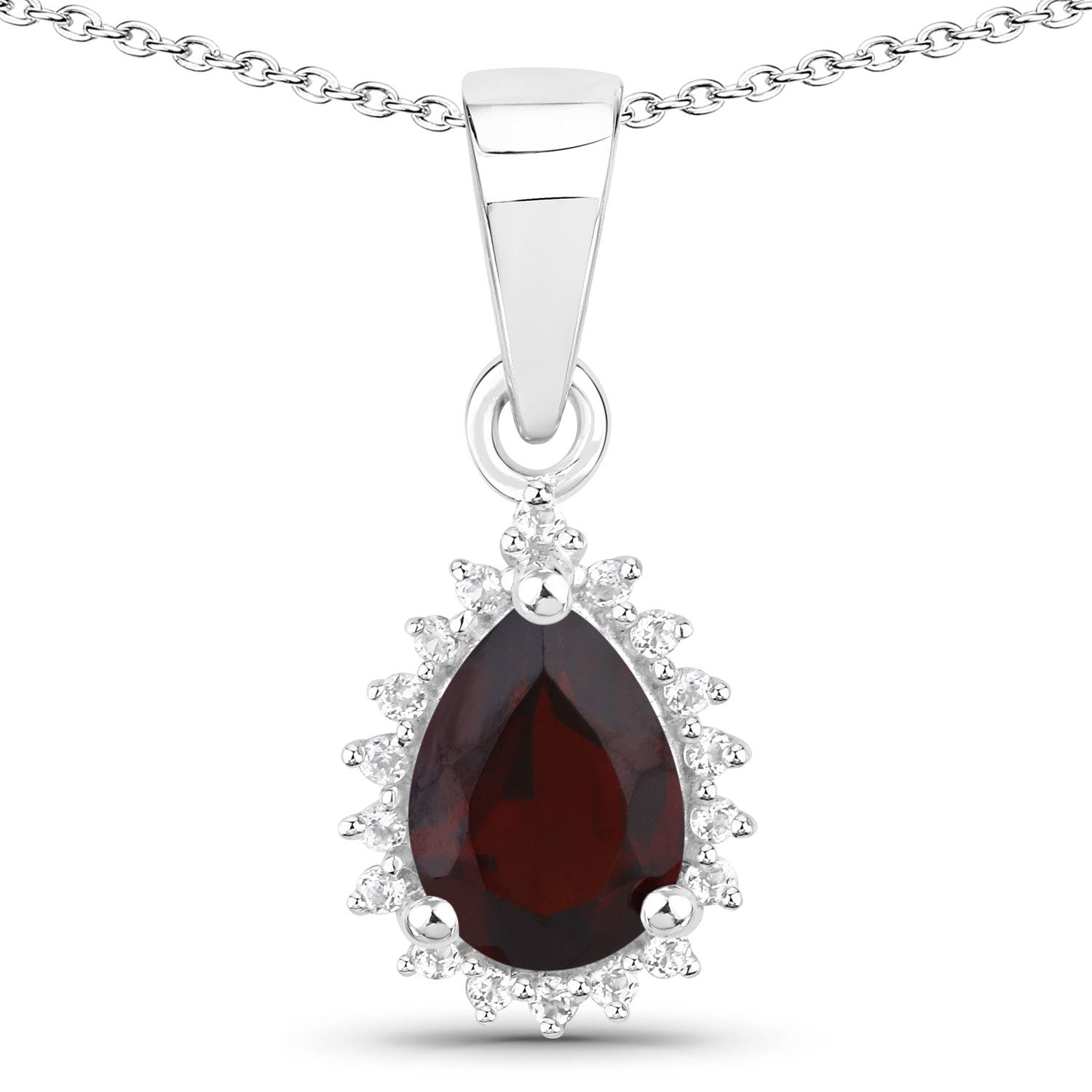 1.88 Carat Genuine Garnet and White Topaz .925 Sterling Silver Jewelry Set  DestGlow