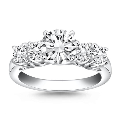 14k White Gold Five Stone Diamond Trellis Engagement Ring by Bids.com