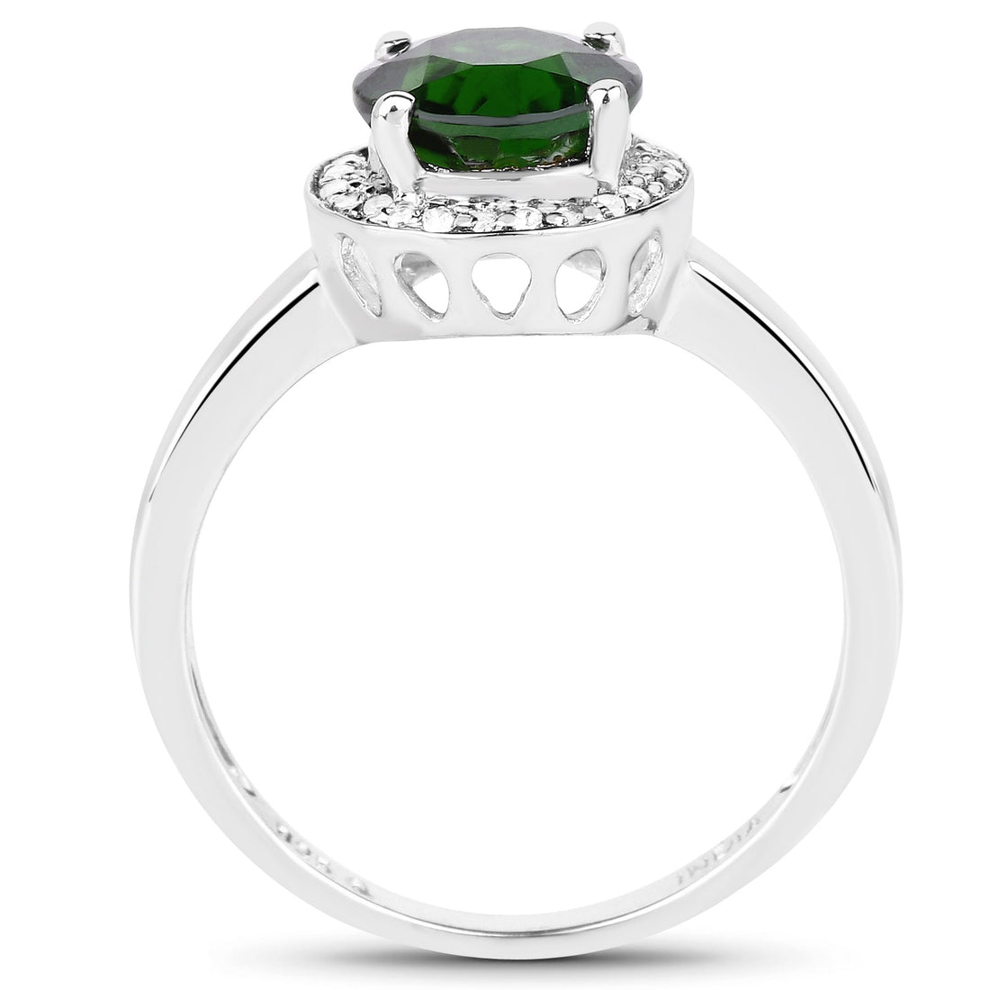 1.92 Carat Genuine Chrome Diopside and White Topaz .925 Sterling Silver Ring by Bids.com