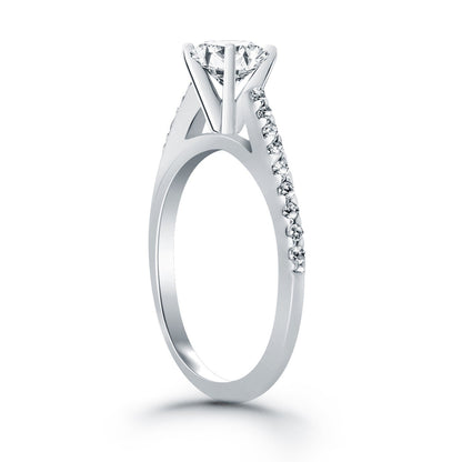 14k White Gold Micro Prong Diamond Cathedral Engagement Ring by Bids.com