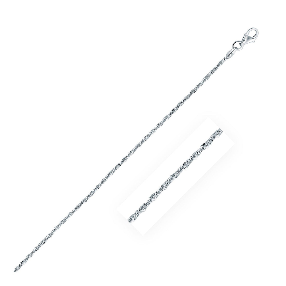 Rhodium Plated 1.7mm Sterling Silver Sparkle Style Chain by Bids.com